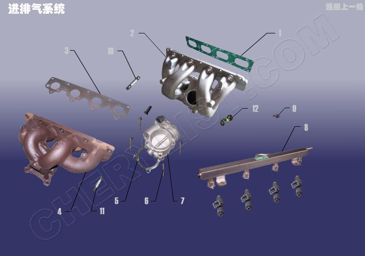 SISTEMA DE ENTRADA E ESCAPE DO MOTOR 481FC para CHERY EASTAR B11